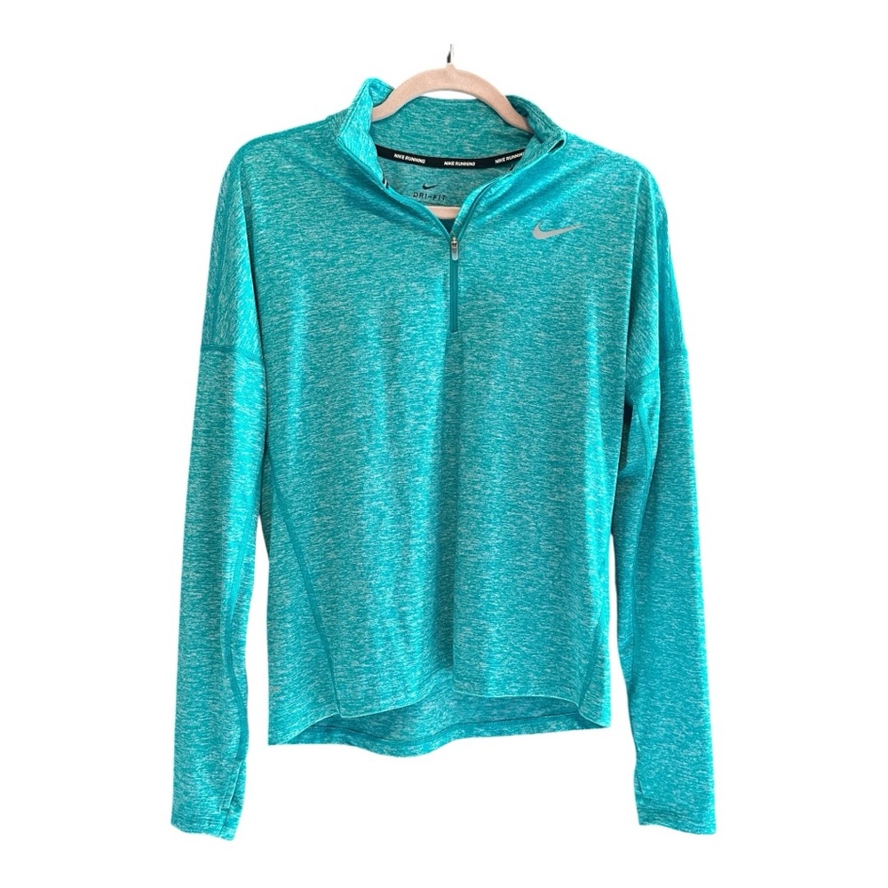 Nike Womens Teal Quarter-Zip Long Sleeve Athletic Pullover Sweatshirt Active